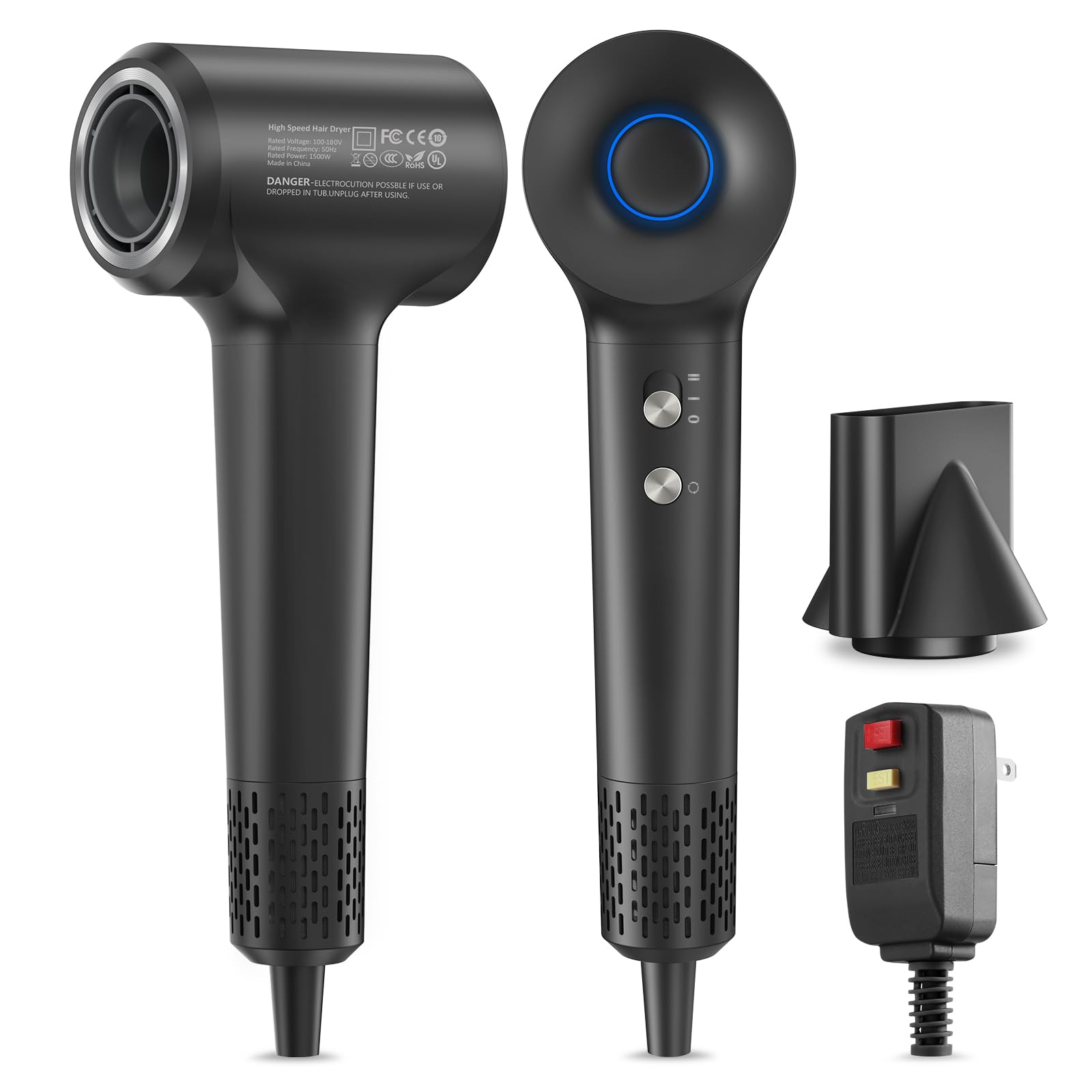 Hair Dryer, High-Speed Ionic Low Noise Blow Dryer,200 Millions Negative Ionic Care Hair Dryer for Fast Drying, with 360° Magnetic Nozzle for for Home Travel Salon