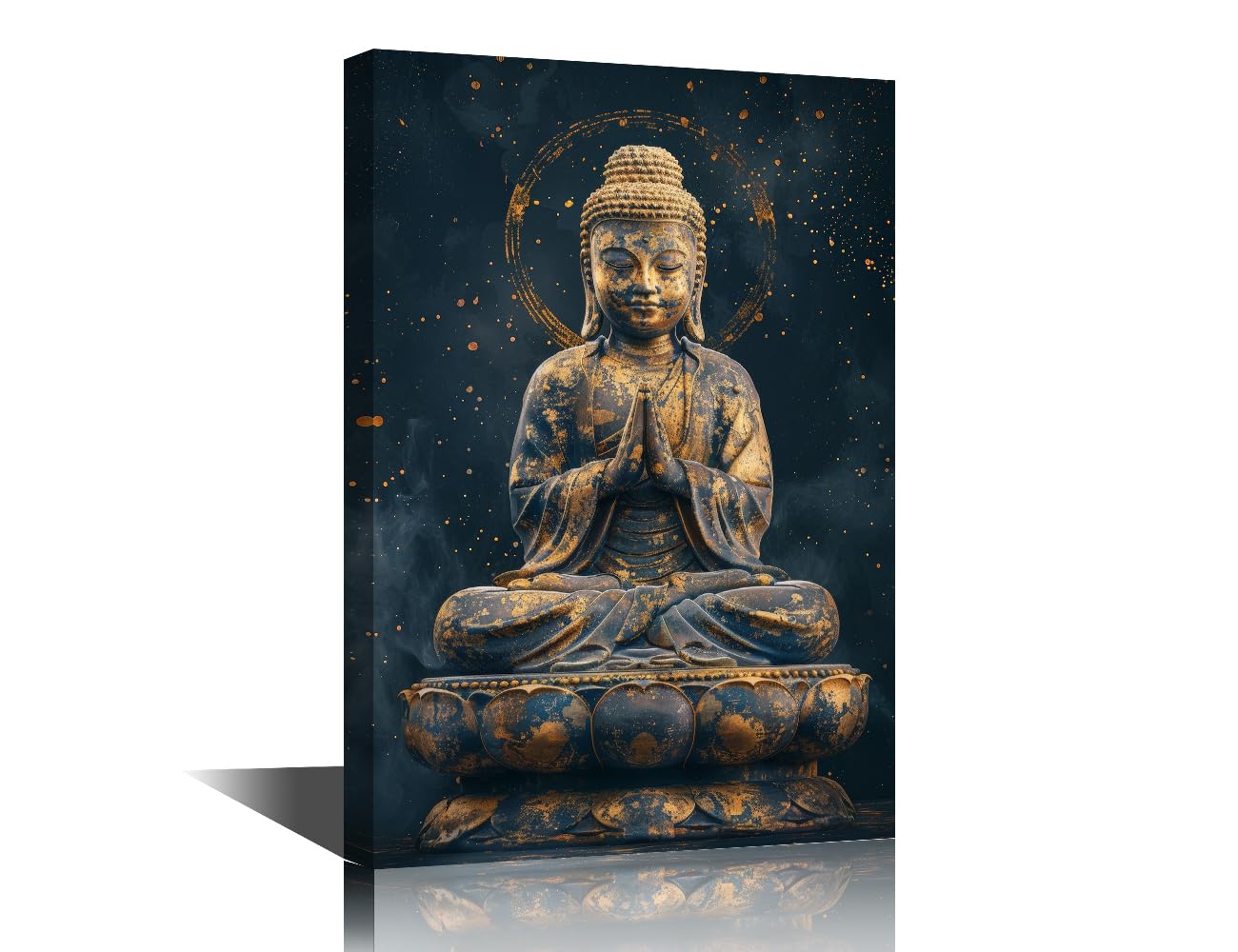 Buddha Statue on Bright Shiny Background Canvas Art Prints Bedroom Wall Decor Zen Poster and Prints House Decoration Living Room Yoga Room Religious Theme Paintings Artwork 12"Wx18"Hx1 Panel