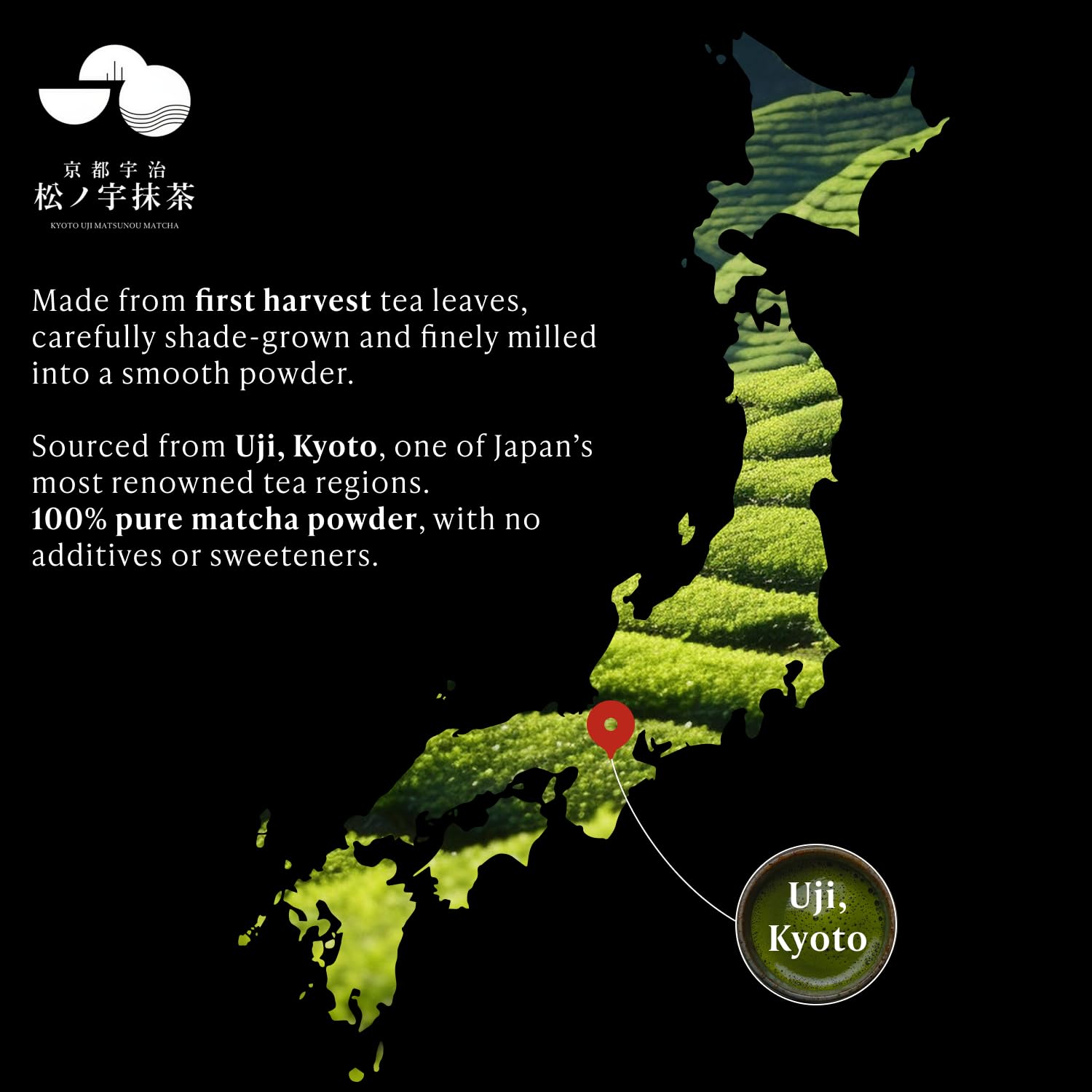 MATSUNOU Matcha Shion no Midori, Premium Japanisches Grünteepulver aus Uji Kyoto, Steinvermahlen, Zeremonieller Matcha, 30 g Dose
