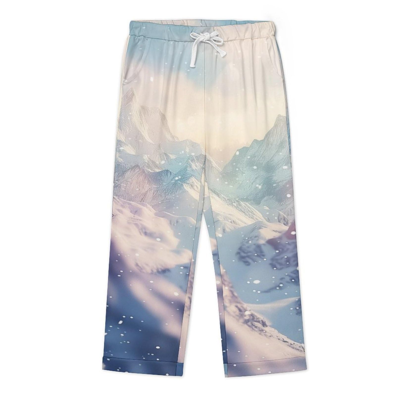 Completo Pigiama da Uomo - Paesaggio Montano Innevato Pigiama A Maniche Lunghe Abbigliamento da Casa 2 Pezzi Top + Pantaloni Morbido E Caldo Pigiama Autunnale E Invernale