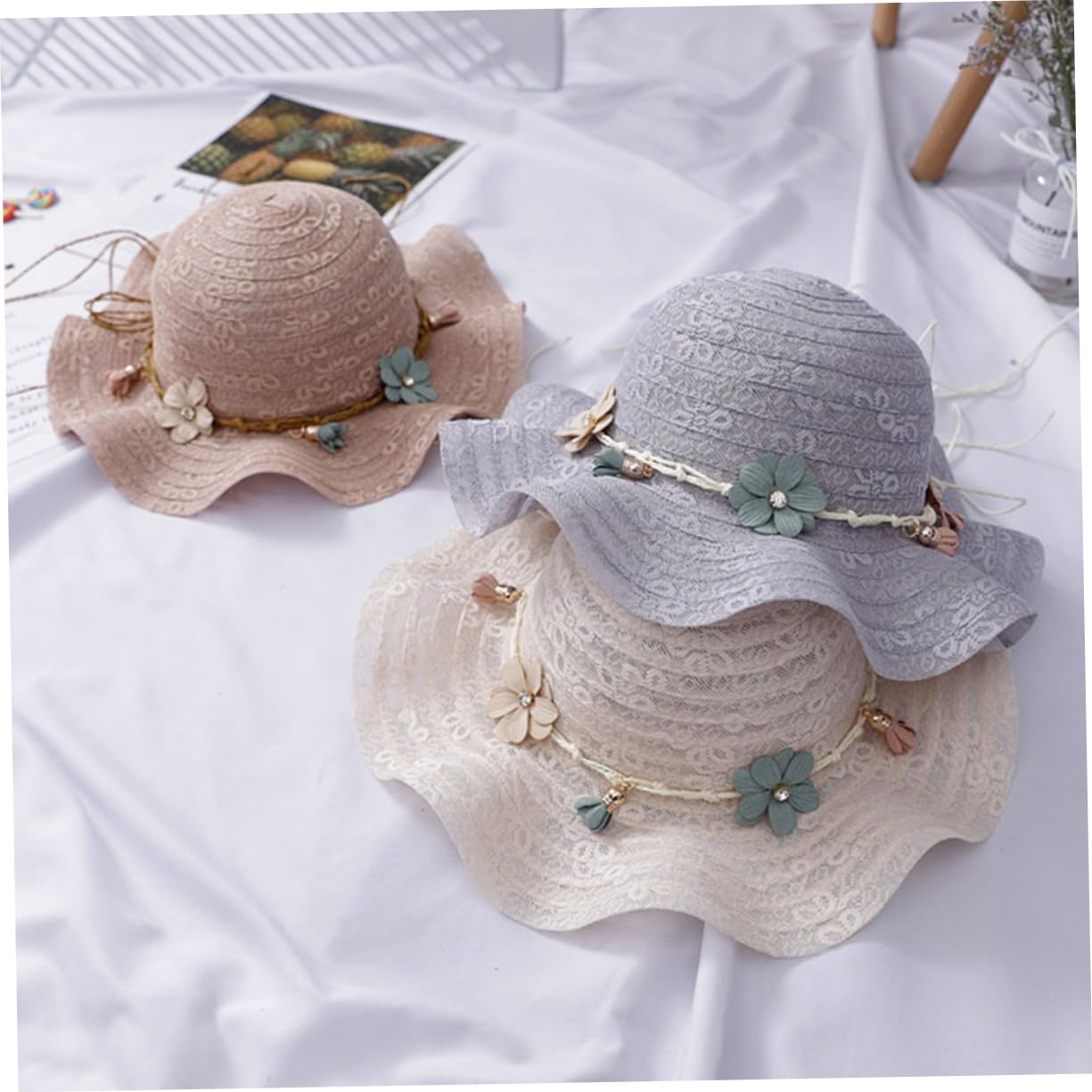 BESPORTBLE Hut Mit Breiter Krempe Kleinkind Mädchen Sonnenhut Kleinkinder Strand Kinderhüte Groß Weiß Motorhaube Stroh Hut Für Kleinkindmädchen Schutz Kindermütze Hölzern