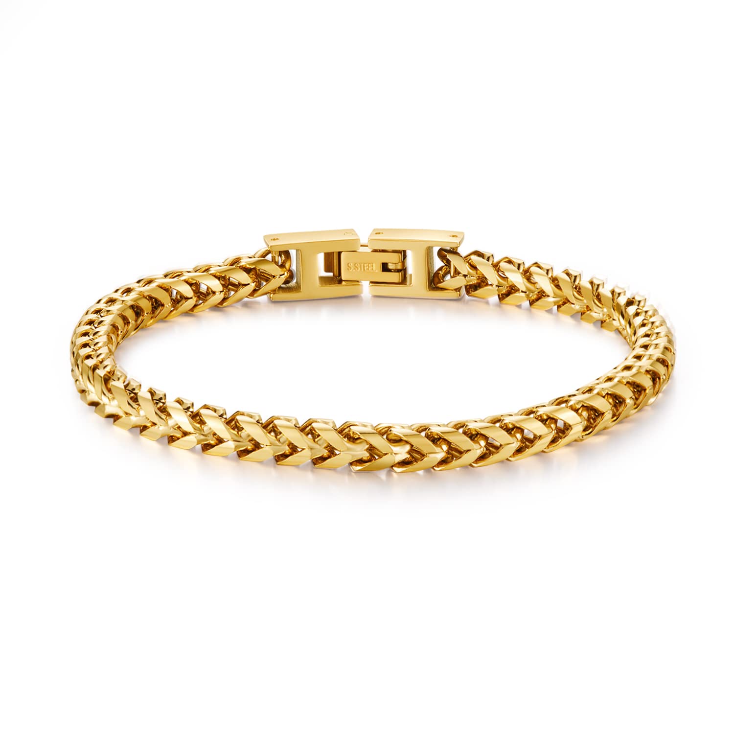 LUCKY2+7 Mens Bracelet - Stainless Steel Fold Over Clasp Franco Chain Bracelets for Men Jewelry Gifts for Dad Grandpa Husband