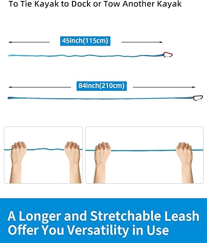 Miniatura 9 de OCEANBROAD Kayak Paddle Leash with D-Ring Stretchable Bungee Strap Lanyard Rope for SUP Kayaking Boating Canoeing Fishing Pole Rod 5-7 Feet