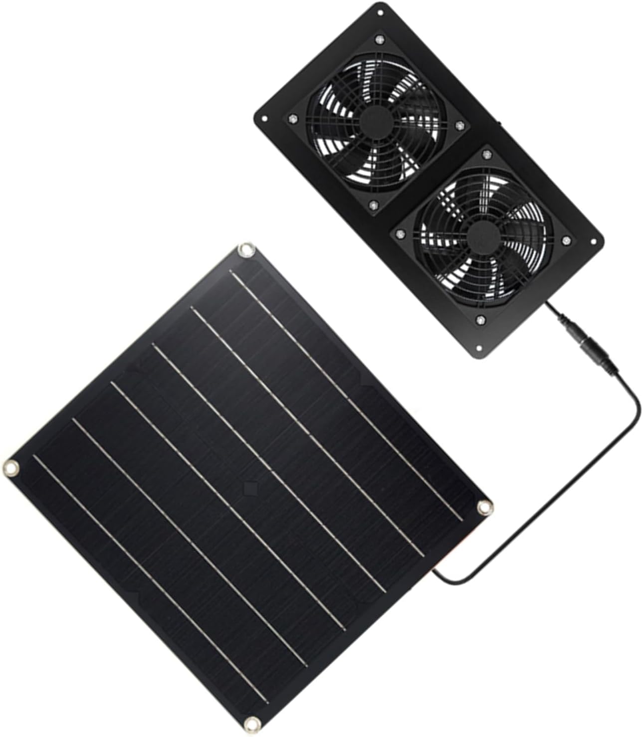 Solar Powered Ventilation Fan Kit High Efficiency 2x3W DC 12V Dual Cooling Fans with 3 Meter Cable for Chicken Coops Pet Houses Greenhouses and Sheds (20W-2FAN12)