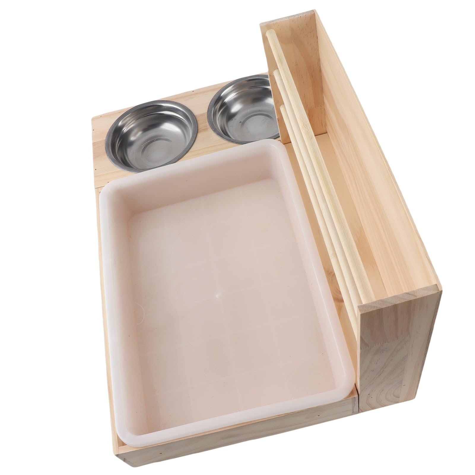 Cocoarm Mangiatoia per Fieno in Legno 3 in 1 per Conigli, con Lettiera e 2 Ciotole, Grande, a Prova di Sporco, per Cavia, cincillà, Coniglio Nano, Piccoli Animali