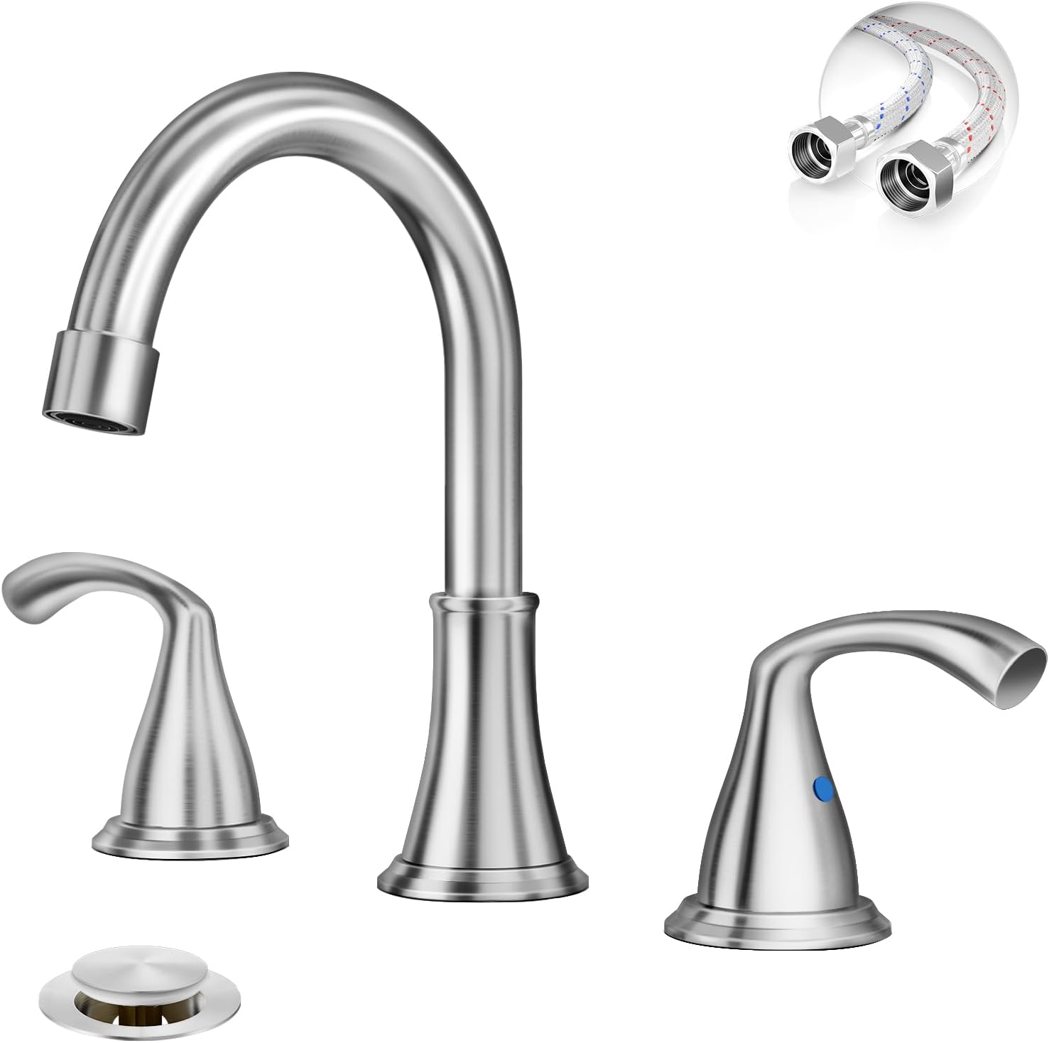 FORIOUS 8 In Widespread Brushed Nickel Bathroom Faucet 3 Hole with ...