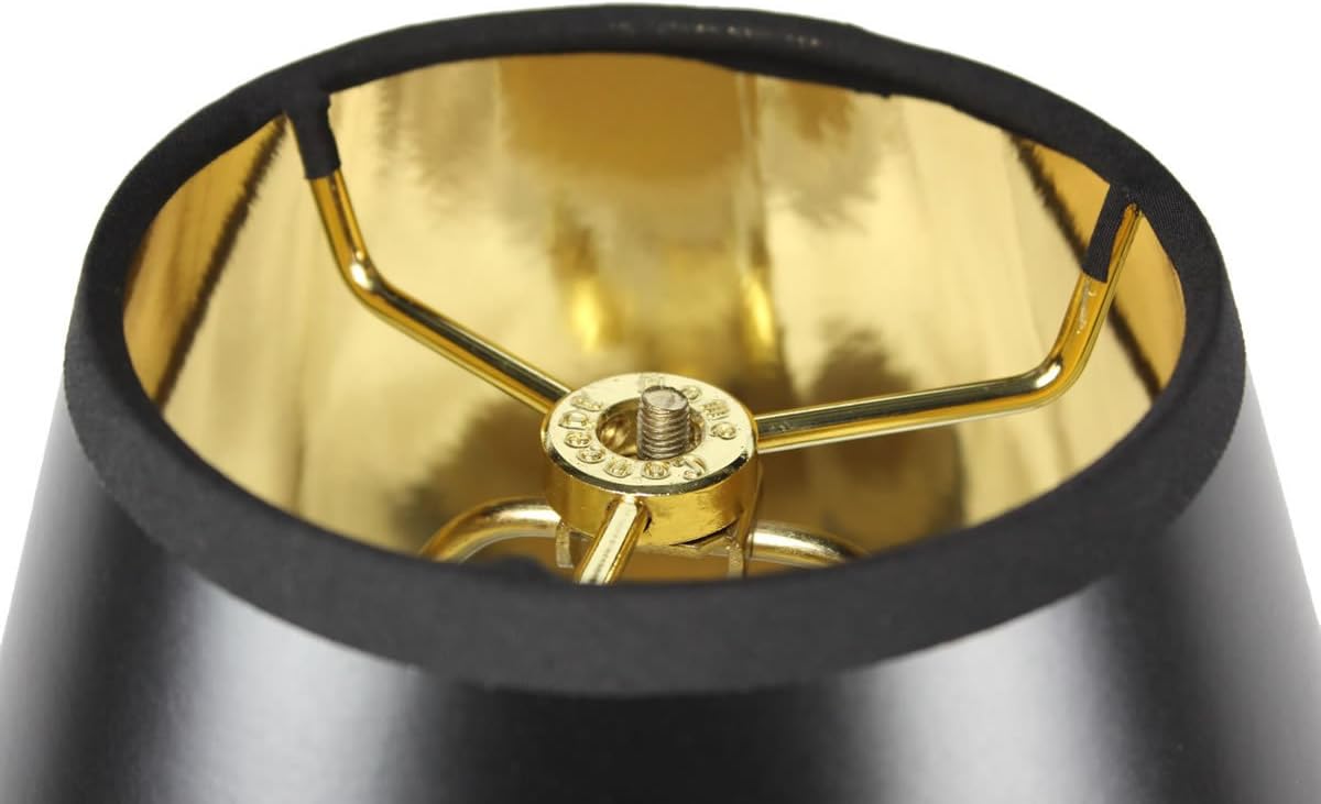 5x10x8.5 Black Parchment Empire Lampshade with Gold liner - Perfect for small table lamps, desk lamps, and accent lights -Medium, Black