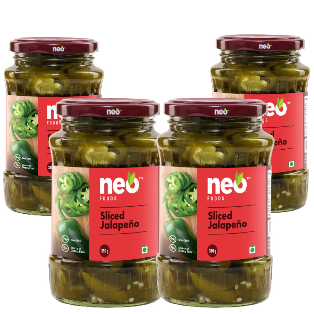 Neo Sliced Jalapenos 350g I P4 I 100% Vegan I Ready-to-Eat, Fibre-Rich I Pickled Jalapenos I Enjoy as topping for Pizza, Pasta, Salads, Burger & Wraps I Non-GMO I (Pack of 4) (B09SLL45MG) Amazon Price History, Amazon Price Tracker