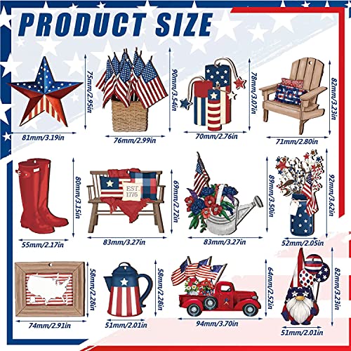 36Pcs Independence Day Wooden Patriotic Decor 4Th Of July Wooden Hanging Ornaments For Tree Vintage Wood American Flag Patriotic Decorations For Home Memorial Day Decor #TOP6