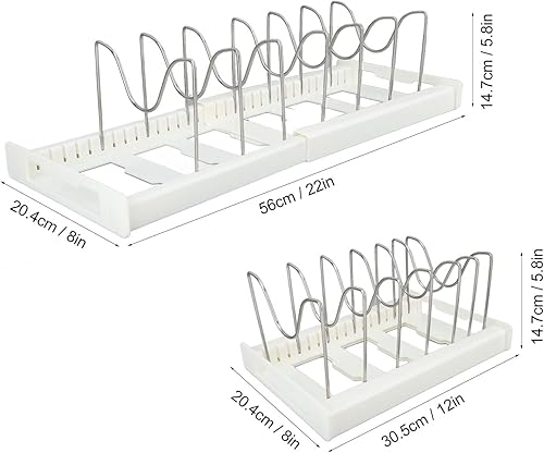 Miniatura 3 de Organizador expandible para ollas y sartenes para gabinete, tabla de cortar, soporte para tapa de olla, estantes de secado de platos con 7 divisores