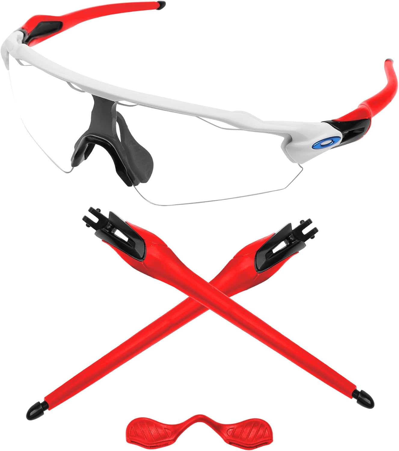 Eye Opening Stuff Replacement Black Temples Arms For Oakley Radar EV Path OO9275 Sunglasses - Red