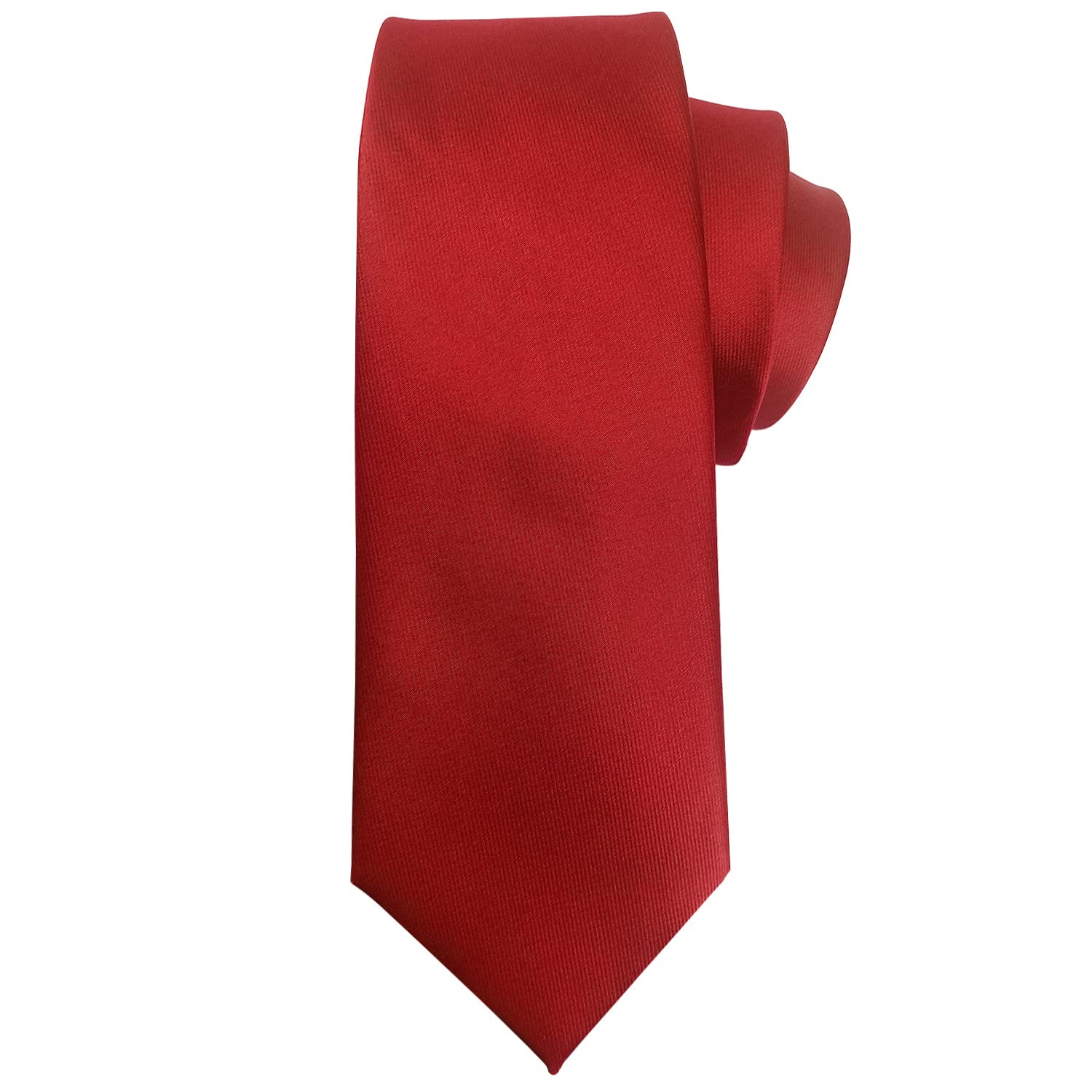 Murong JunMen's Ties Solid Color Pure Polyester Plain Fine Stripes Necktie Ties For Men