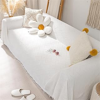 Manta de sofá moderna extragrande de color liso, antideslizante, suave, para sala de estar y dormitorio de 1/2/3/4 plazas, color blanco, 180 x 300 cm, protector de cojín acogedor