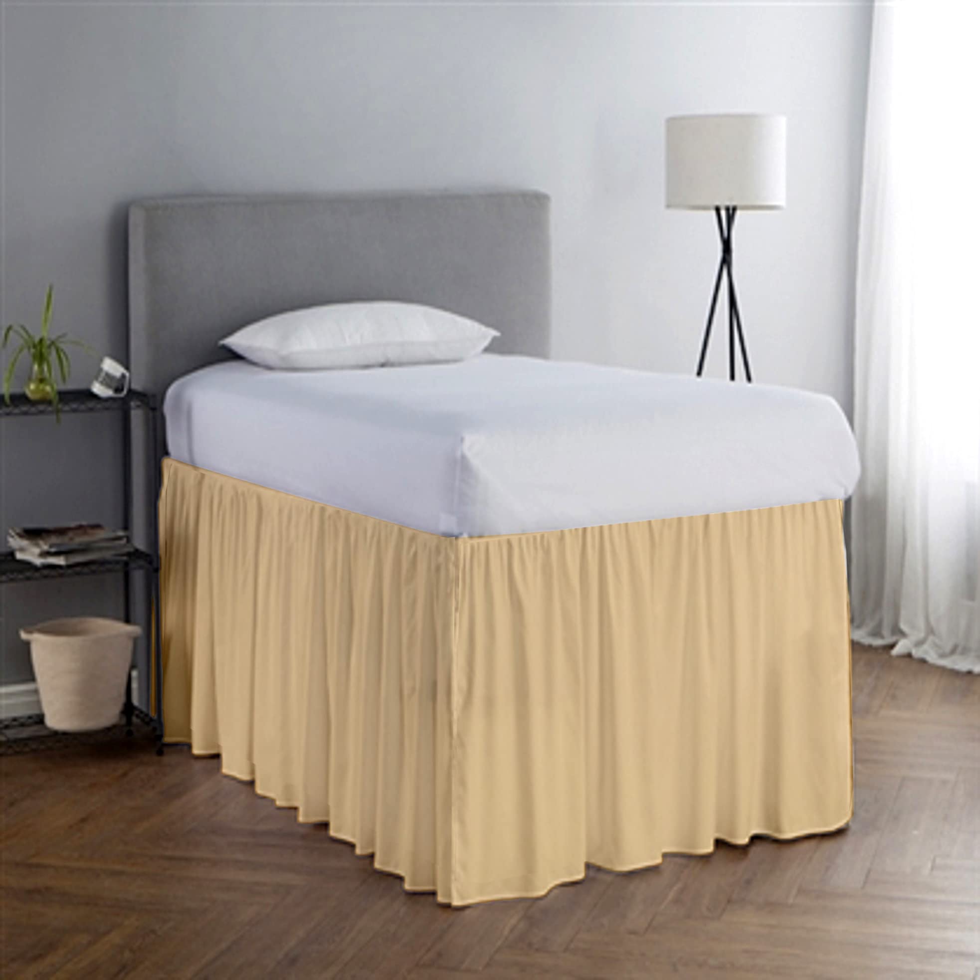 Dust Ruffled Bed Skirt College Dorm Extra Long Extended Dorm Room Bed Skirt |100% Egyptian Cotton, 400-Thread Count| 20-Inch Drop| Extra Long Dorm Room Bed Skirt - [Peach, Twin XL/20 Drop]