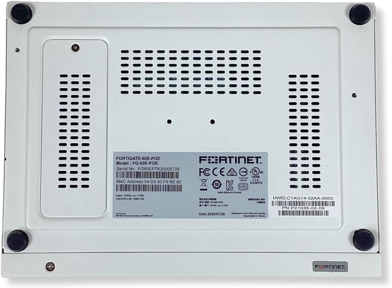 Fortinet FortiGate-60E / FG-60E Next Generation (NGFW) Firewall Appliance, 10 x GE RJ45 Ports - Does NOT Include Power Adapter (Renewed)