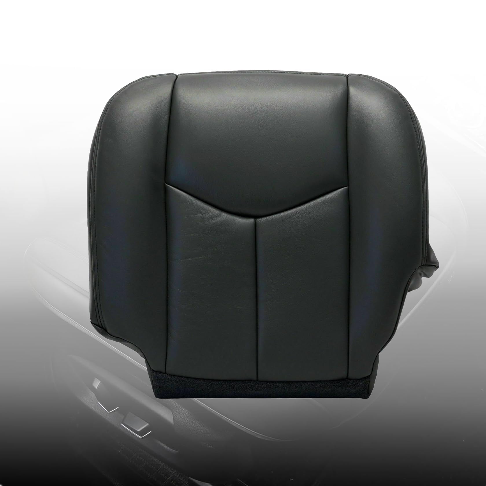 FZJDSD Dark Gray Driver Side Bottom Replacement Leather Seat Cover Compatible with Chevy Silverado Tahoe Suburban Avalanche GMC Yukon Sierra 1500 2500 3500 HD 2003 2004 2005 2006 2007