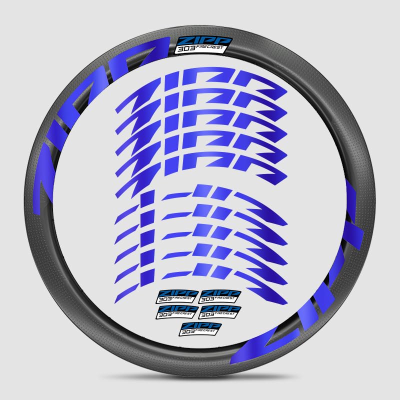 for Zipp Firecrest 303 Road Bike Carbon Wheel Decal Kit | Vivid Colors, Scratch-Resistant, Precision-Cut, UV-Protected (Super Bright Metallic Sapphire Blue + Style 4)