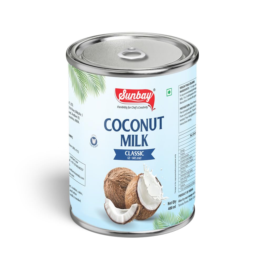 Sunbay Coconut Milk Classic | 12-14% Fat | Rich & Creamy Coconut Milk | Ideal for Curries, Soups, Desserts & Beverages | 400 ML