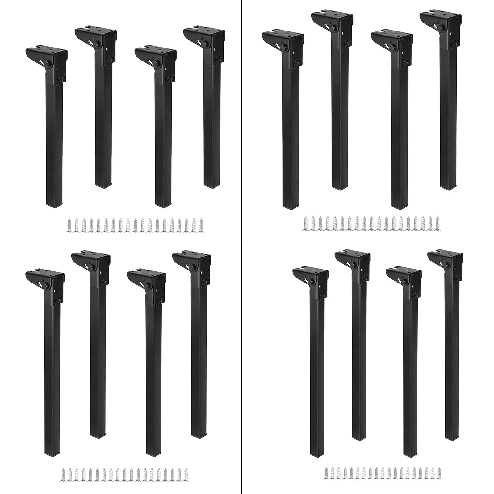 4 gambe da tavolo in metallo resistente, design pieghevole, per ufficio e tavolini da caffè, regolabili, 20/25/30/35 cm, include viti e componenti per postazione di lavoro robusti