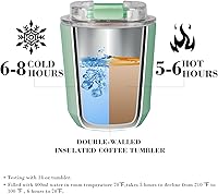 Vista 140 de Puraville Insulated Tumblers with Lid, 10 oz Travel Coffee Mug Stainless Steel Vacuum Cup, Leak Proof Reusable Double Walled Coffee Tumbler for Iced