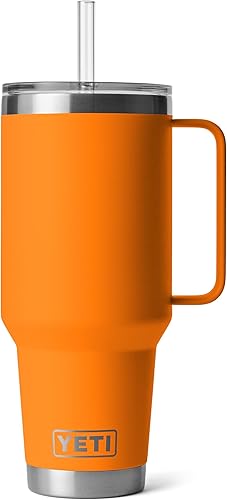 Miniatura 97 de YETI Rambler - Vaso de viaje con asa y tapa con pajilla, de 42 onzas, con aislamiento al vacío con asa, acero inoxidable, color azul ola grande Azul