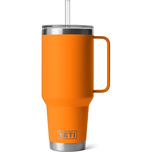 YETI Rambler 42 oz Tumbler with Handle and Straw Lid, Travel Mug Water Tumbler, Vacuum Insulated Cup with Handle, Stainless Steel, King Crab