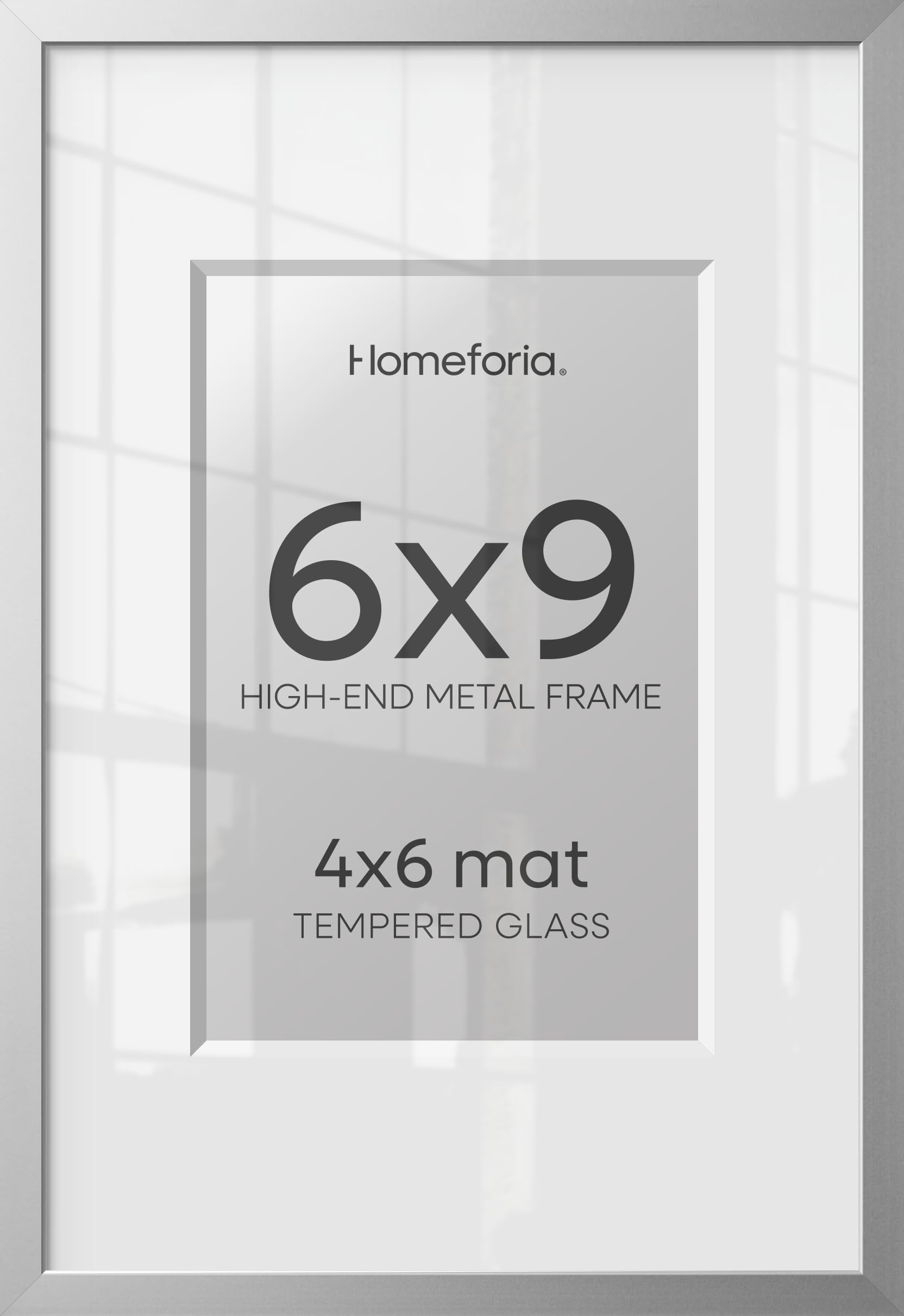 Homeforia 6x9 Silver Picture Frame, High-End Metal, 4x6 Mat, Glass | High End Aluminum, Tempered Glass, Acid-Free 4x6 Removable Mat, 6x9 in Edge-to-Edge Display 9x6, Wall Kit, Set Of 3