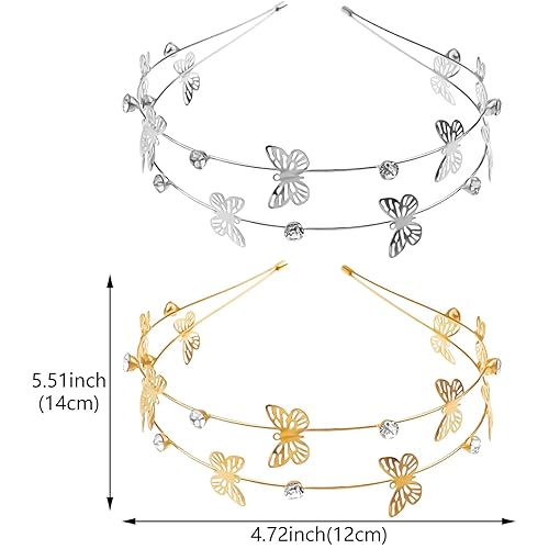 Miniatura 9 de Aswewamt 2 diademas doradas de aleación de diamantes de imitación de cinco puntas con estrellas para novia, accesorio decorativo para el cabello,