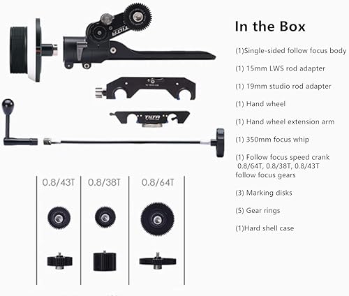 Miniatura 4 de TILTA FF-T05 Kit de enfoque de seguimiento de cine de una sola cara (con estuche de seguridad) para cámaras DSLR, sin espejo y cine, volante de mano
