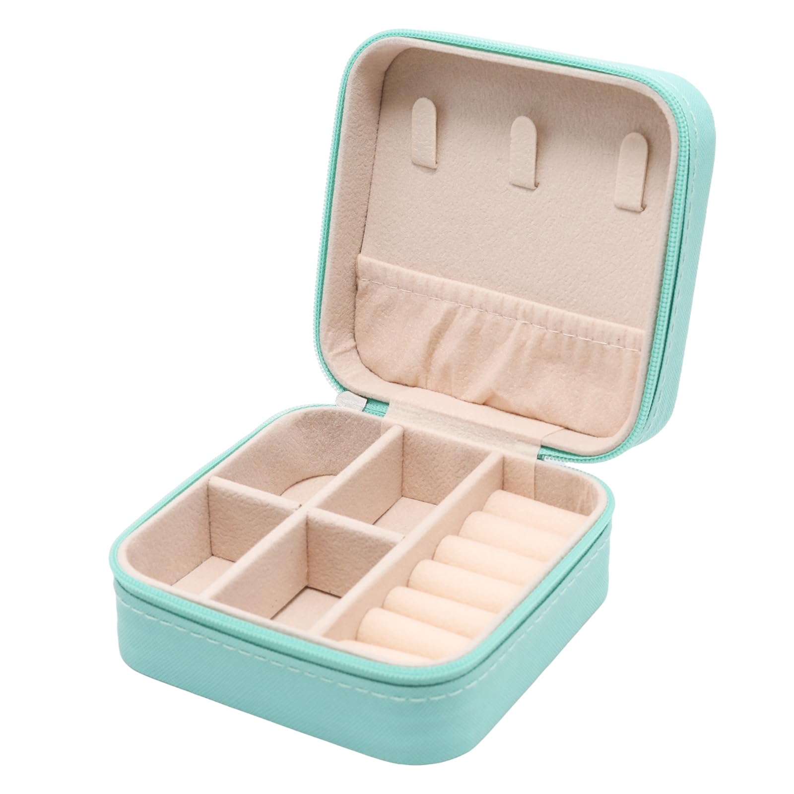 Travel Jewelry Organizer Small Portable Jewelry Box Mini Storage Box for Earrings Rings Necklaces Blue