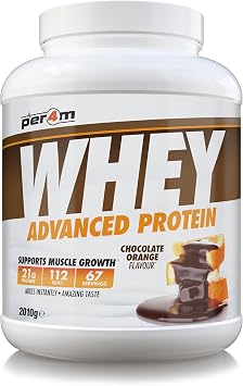 Per4m Whey Protein Powder | High Protein Shake for Muscle Growth & Recovery | Low Sugar Gym Supplement | Sports Nutrition Drink + Amino Acids 2010g, Chocolate Orange