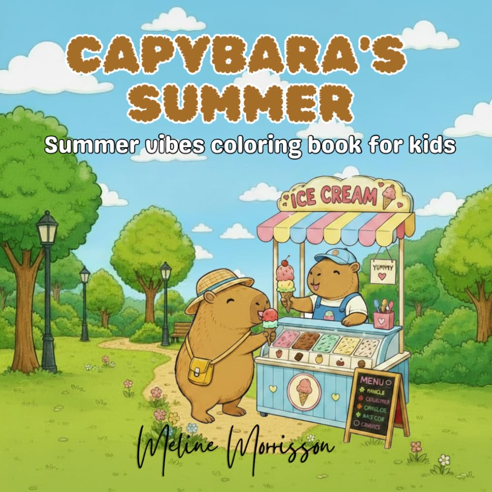 Capybara's Summer: Fun Coloring pages with Simple Pictures and Cute Style Illustrations about Picnic, Beach Trips and activities