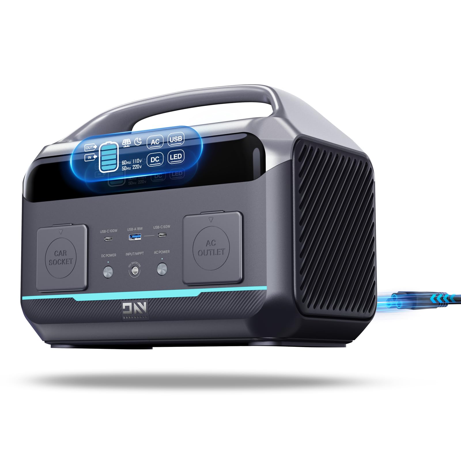 Fast Charging Portable Power Station 600W, 299Wh LiFePO4 Solar Generator w 600W(Peak 1200W) AC Outlet, Backup Battery Power Supply for Home Outdoor Camping RV(Solar Optional)