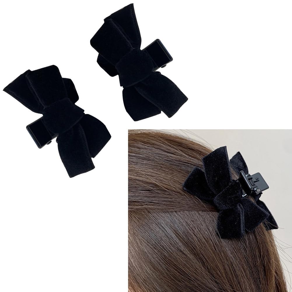 Women Black Velvet Hair Clip Pin Fashion Classic Formal Casual Accessory Gift Women Black Velvet Hair Clip Pin Fashion Classic Formal  main image 4