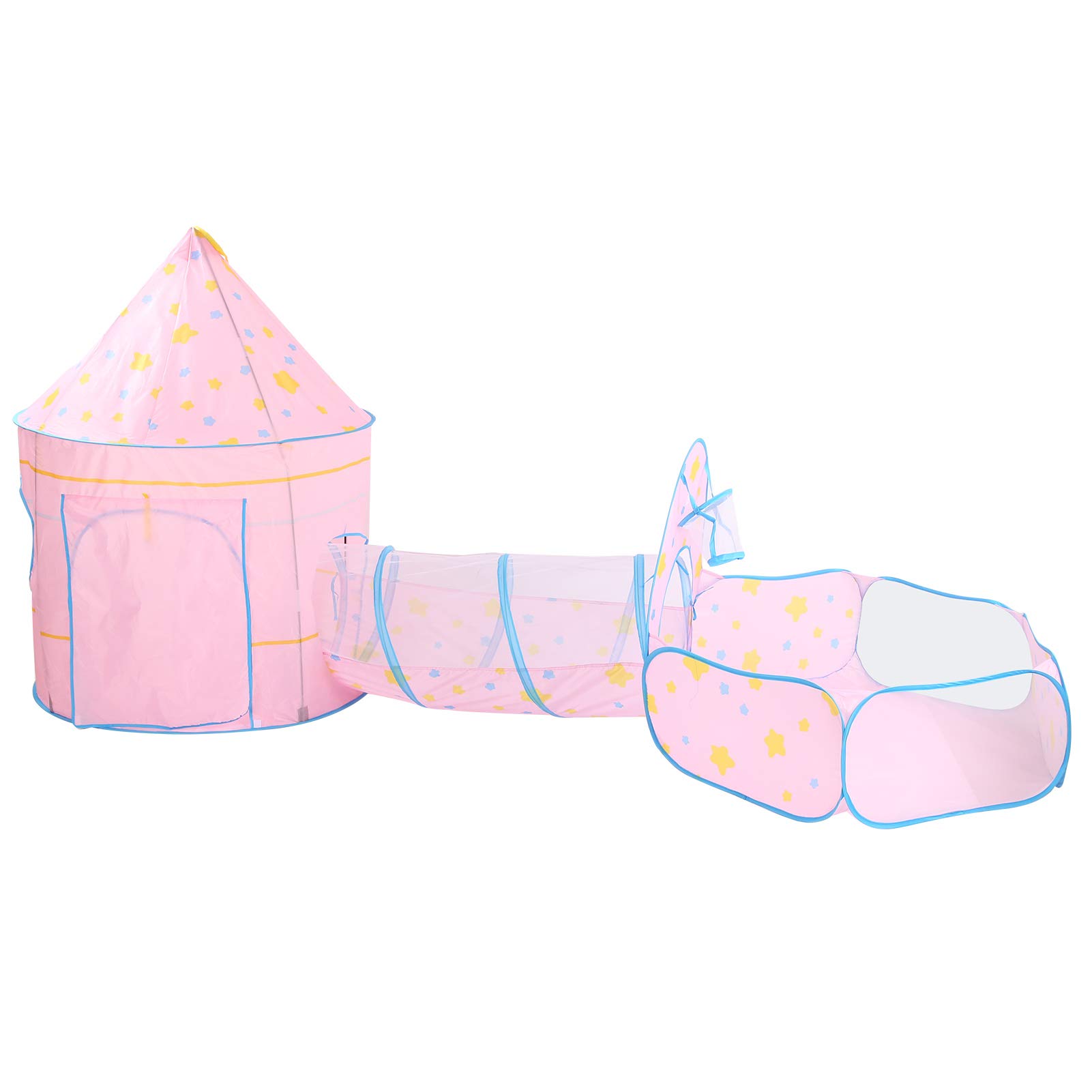 Tienda de Juegos de Túnel de Arrastre para Niños de Primera Calidad con Piscina de Bolas para Niños, Fácil Instalación (Rosa 3 uds.)