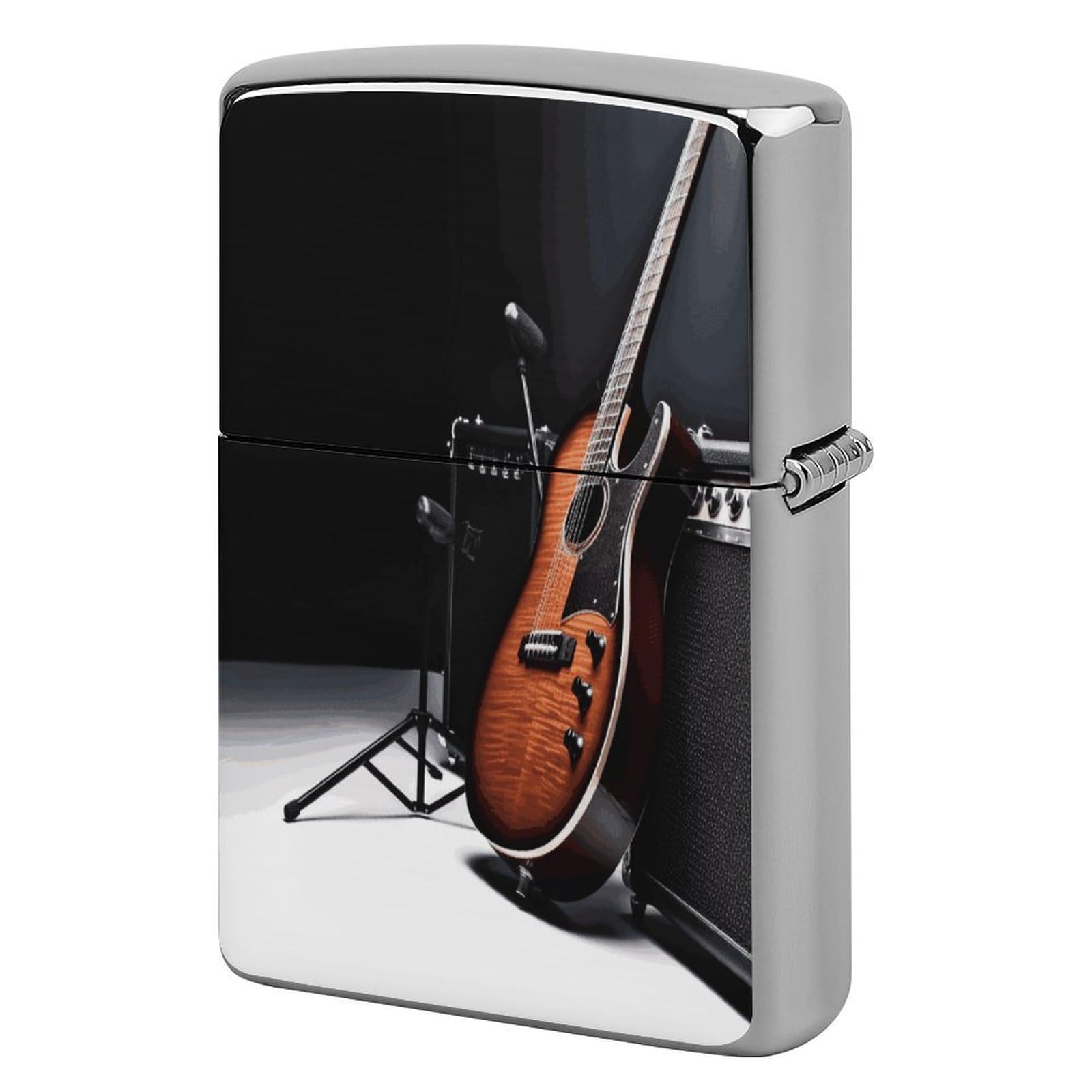 Fekiloot Style Musical Instrument Guitar Lighter Case Cover Metal Lighter Case