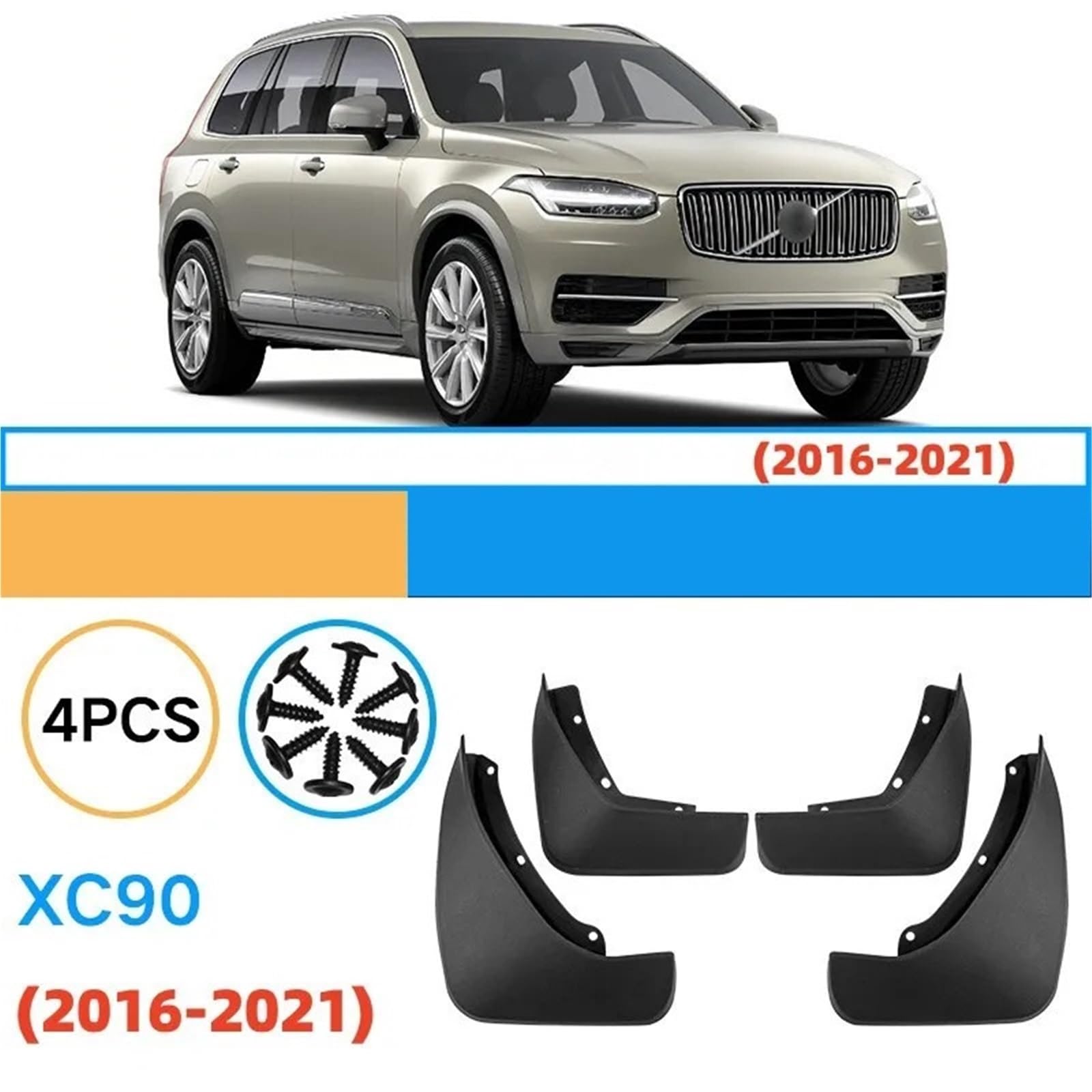 accessorypart Osłony przeciwbryzgowe Chlapacze sam 4 szt./1 zestaw błotników samochodowych do VOLVO XC90 2016-2021 osłona błotnika przedniego tylnego koła akcesoria dekoracyjne