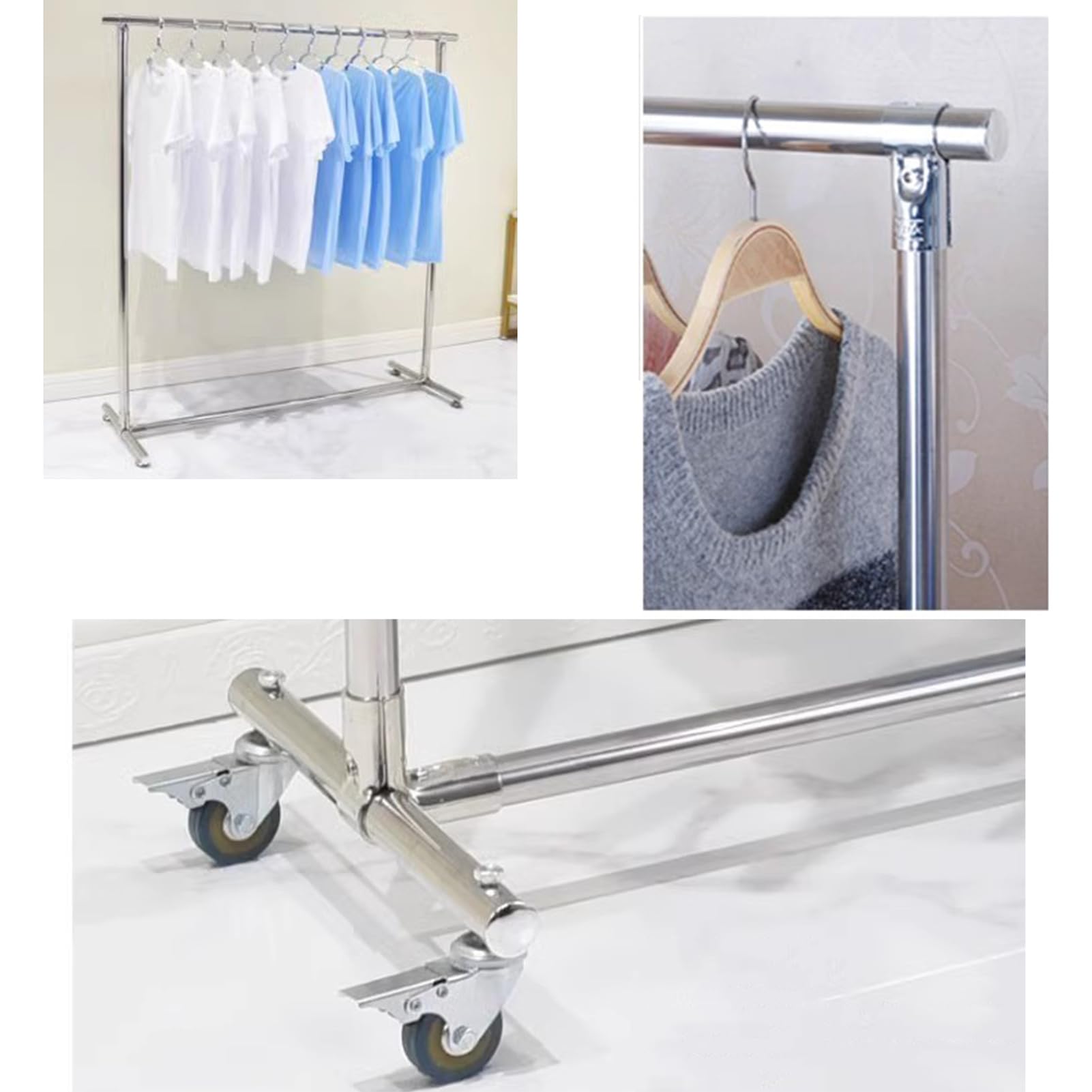 Heavy-Duty kledingrail, metalen kledingrek, onafhankelijke kledinghanger, kan dragen 50 kg, zwart, 120 cm Heavy-Duty kledingrail, metalen kledingrek, onafhankelijke kledinghanger, kan dragen 50 kg, zwart, 120 cm