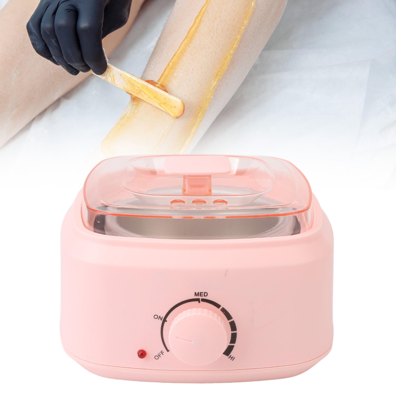 Podgrzewacz do Wosku, Uroczy Podgrzewacz do Wosku w Kolorze Różowym, Zestaw Elektryczny Podgrzewacz do Gorącego Wosku Mini Rose do Depilacji z przezroczystą pokrywką dla (Wtyczka