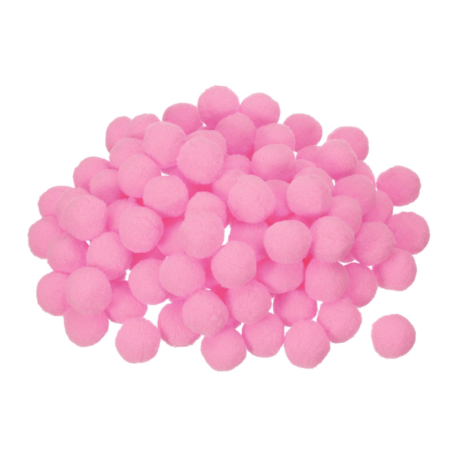 Unifizz 100Pcs Pom Felt Balls, 2cm Pink Fabric Pom Poms for Crafts, DIY Decor and Festive