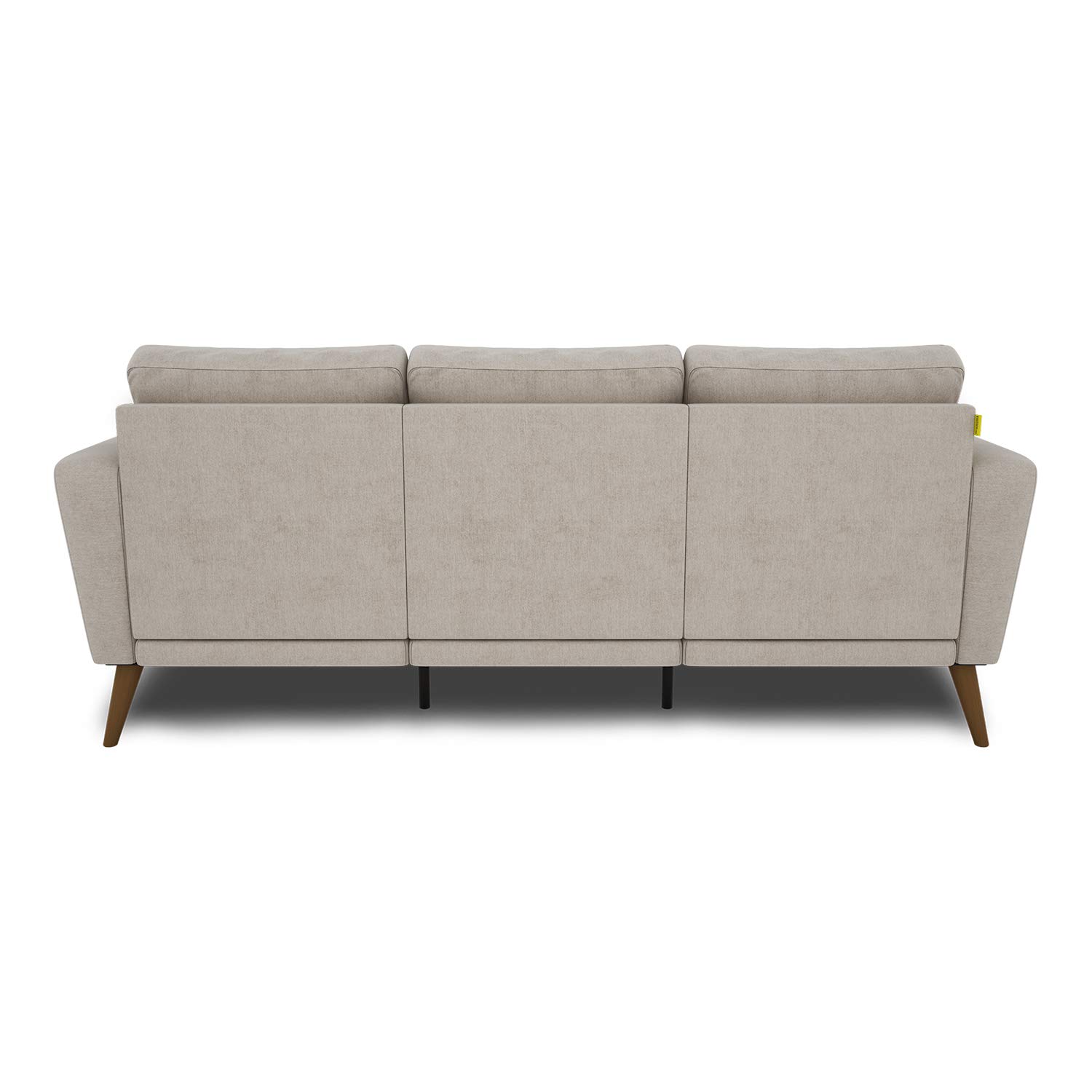 Lotta trzyosobowa sofa do salonu rozkładana - kanapa 3-osobowa - sofa tapicerowana - szer. 202 cm - szezlong lewy - kremowy - drewniane nóżki odcień orzecha