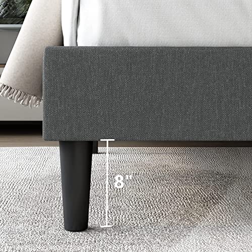 Hifit Queen Bed Frame, Button Tufted Upholstered Platform With Adjustable Headboard, Mattress Foundation With Sturdy Frame, No Box Spring Needed, Easy Assembly, Dark Grey #TOP6