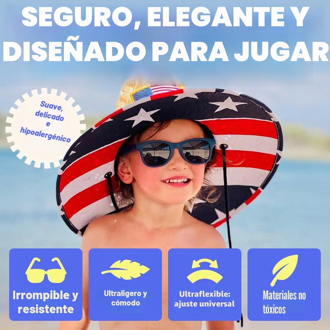 BABY SUNNIES Gafas de sol flexibles para niños de 3 a 8 años, con protección UV al 100% y diseño irrompible