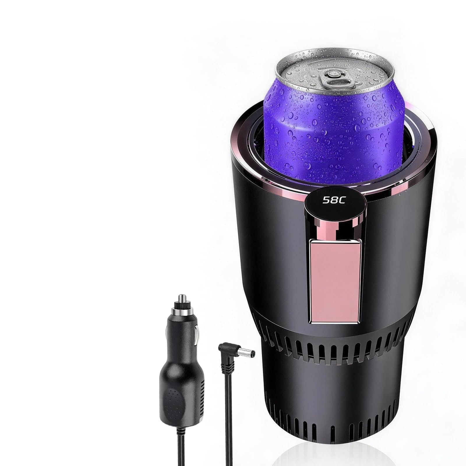 2-in-1 Auto Becherwärmer Kühler,12V Tragbarer Heiz- und Kühlbecher mit LCD-Display,Universal Smart Getränkehalter für Kaffee Wasser Milch,Autozubehör für PKW LKW