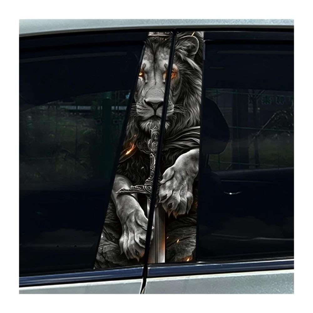 Body Parts 2PCS Christian Jesus Lion Cross Car Center Pillar Sticker B Pillar Protective Film Decoration(C)