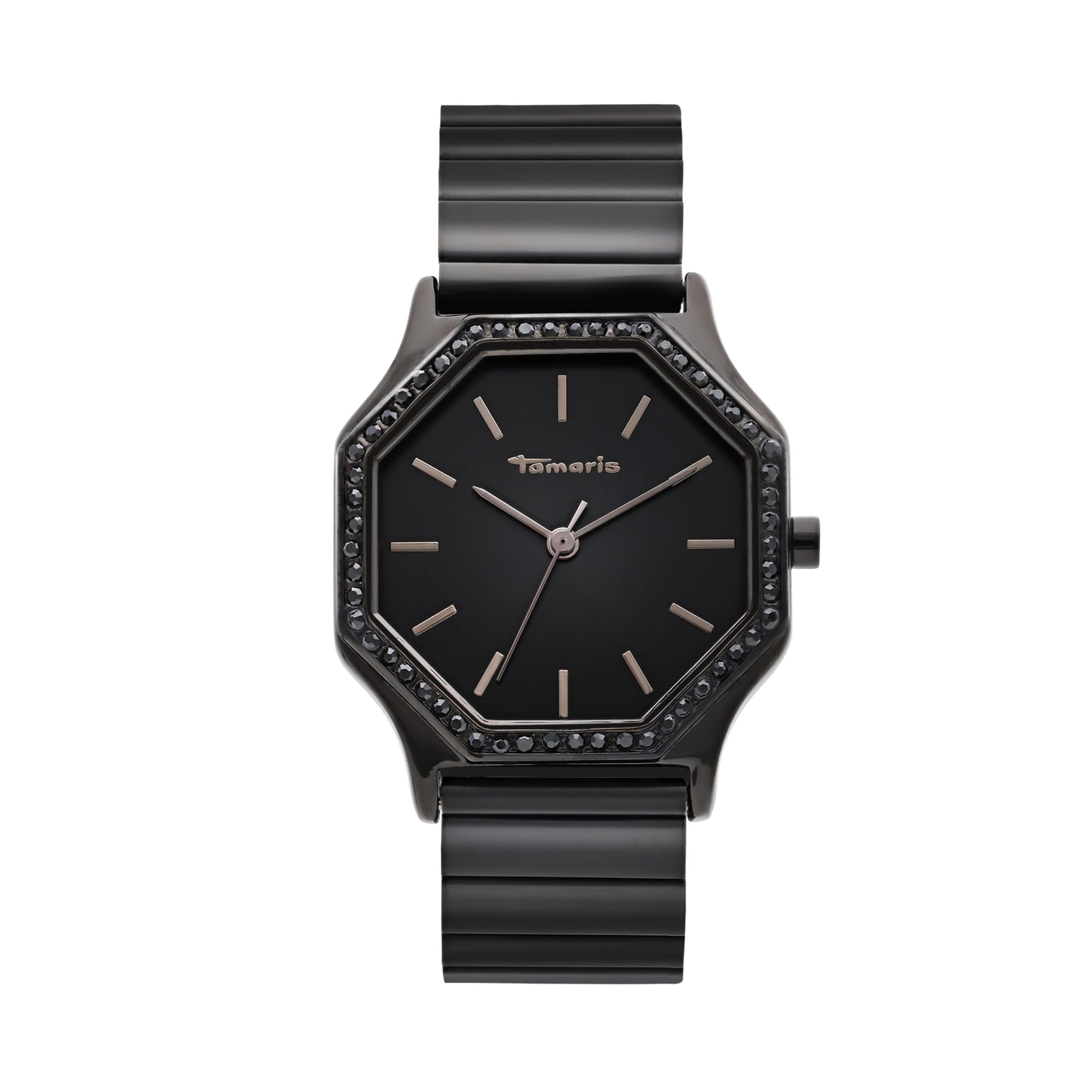 Tamaris Ladies Watch, Elegant Ladies Wristwatch with Zirconia Stones and Self-Adjustable Metal Strap, 3ATM Water Resistant