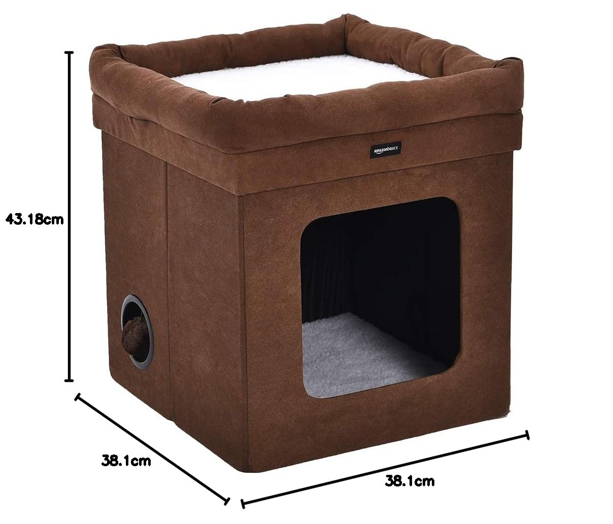 Amazon Basics Casa para gato plegable, Marrón, 38 x 38 x 43 cm