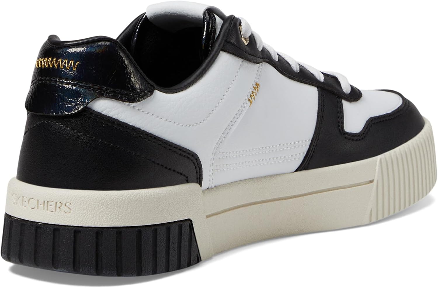 Skechers Women's Jade-Best in Class Leather Lace-Up Sneakers with Memory Foam, White/Black, 5.5 - Image 6