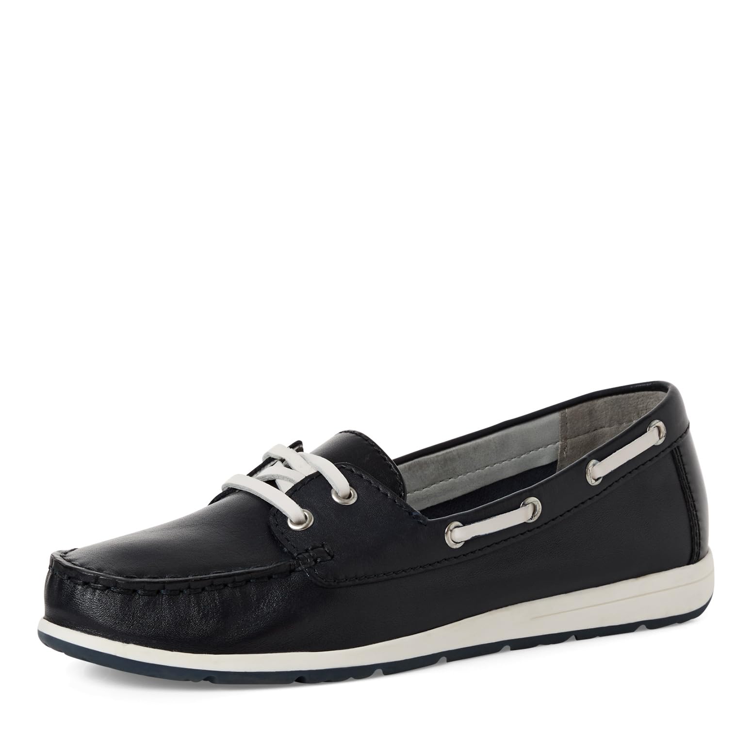 MARCO TOZZI Women's Moccasin Soft Feel Me Footbed Leather Soft Lining Refined, Blue (Navy), 5.5 UK