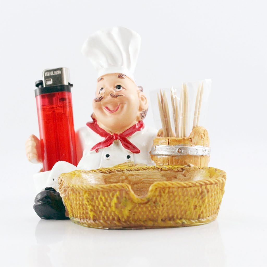 Decor Fat Chef Figurine Resin Ashtray , Decorative Ashtray for Indoors and Outdoors , Toothpick Holder